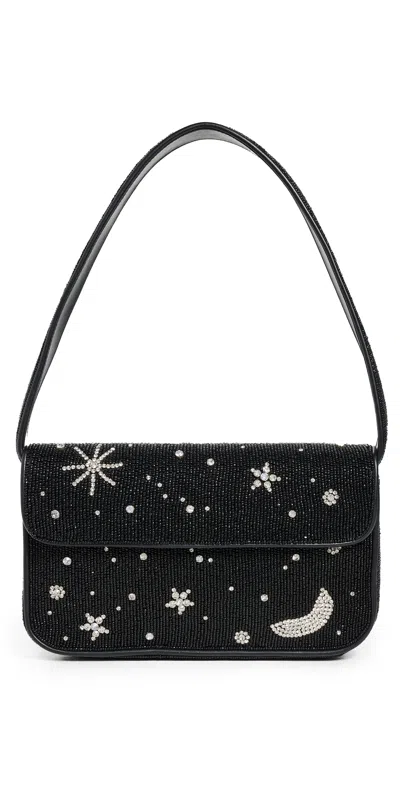 Staud Tommy Beaded Shoulder Bag Celestial Motifs In Black