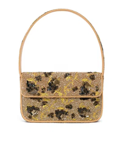 Staud Tommy Beaded Bag Vintage Floral In Brown