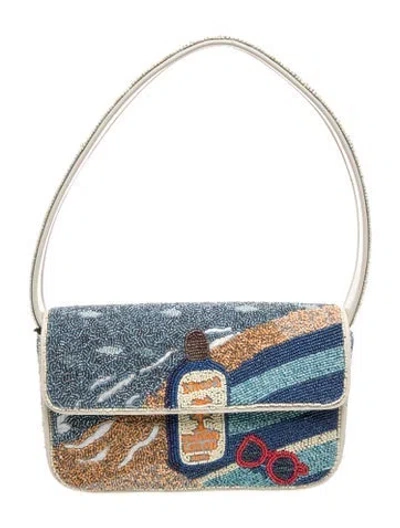 Pre-owned Staud Tommy Beaded Bag W/ Tags In Blue