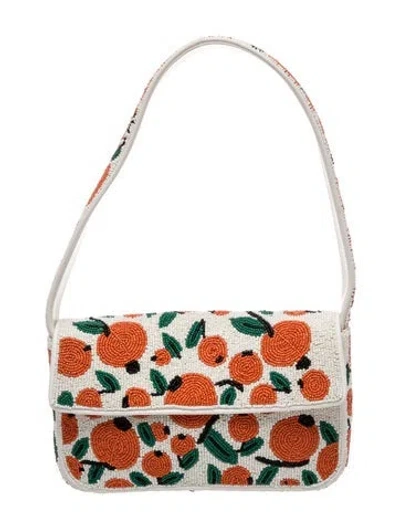 Pre-owned Staud Tommy Beaded Bag In White