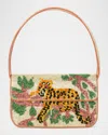 Staud Tommy Beaded Flap Shoulder Bag In Jungle Leopard