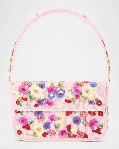 Staud Tommy Beaded Flap Shoulder Bag In Wildflowers