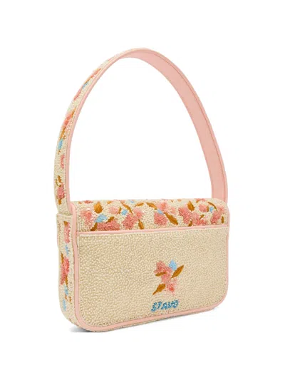 Staud Tommy Beaded Floral Shoulder Bag In Neutral