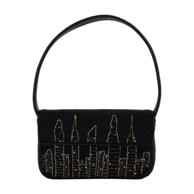 Staud Tommy Beaded Shoulder Bag In Black