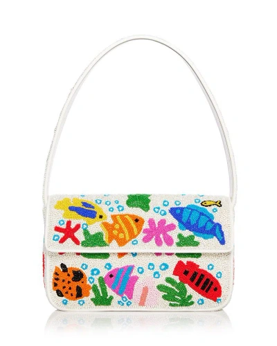 Staud Tommy Beaded Shoulder Bag In Aquarium