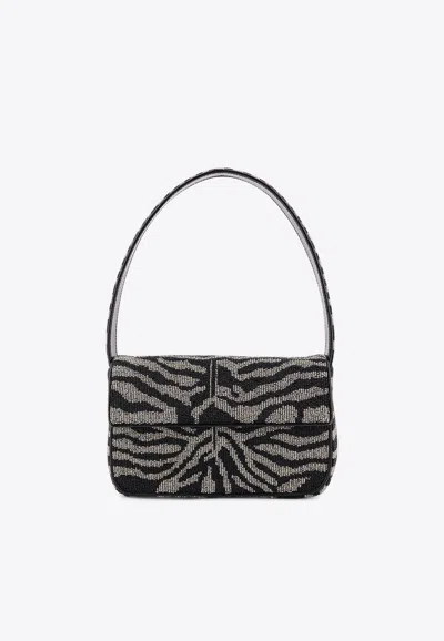 Staud Tommy Beaded Shoulder Bag In Black