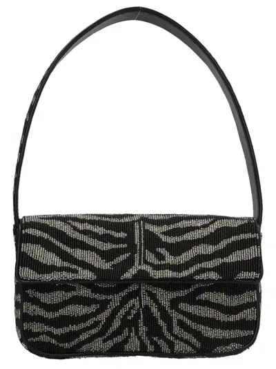 Staud Tommy Beaded Shoulder Bag In Black/white