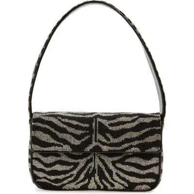 Staud Tommy Beaded Shoulder Bag In Black/white Zebra