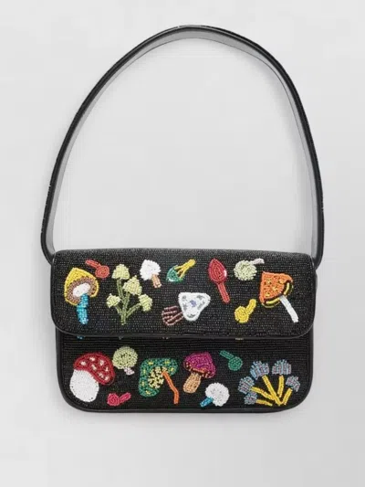 Staud Tommy Beaded Shoulder Bag Floral Mushrooms