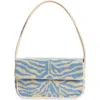Staud Tommy Beaded Shoulder Bag In Light Blue/cream