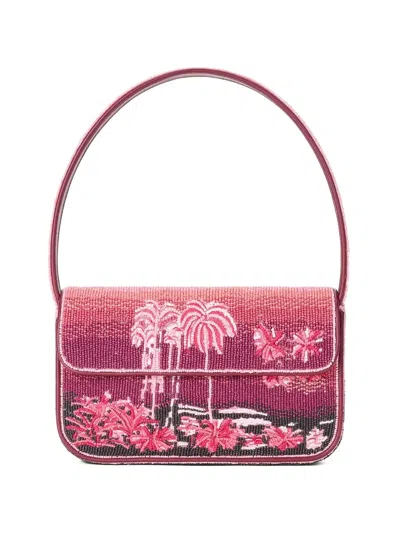 Staud Womens Tommy California Clouds Beaded Handbag In Red