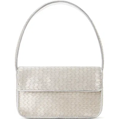 Staud Tommy Beaded Shoulder Bag In Silver Garden Party