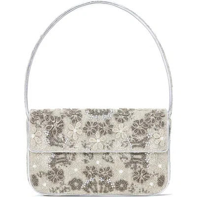 Staud Tommy Beaded Shoulder Bag In Silver Garden Party