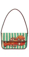 Staud Tommy Bead-embellished Leather-trimmed Satin Shoulder Bag In Multi