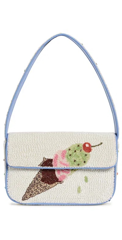 Staud Tommy Beaded Shoulder Bag Triple Scoop In Multi