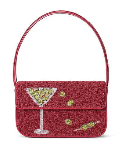 Staud Tommy Beaded Top Handle Bag In Red