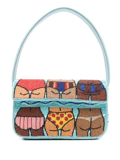 Staud Tommy Beaded Tote Bag In Blue