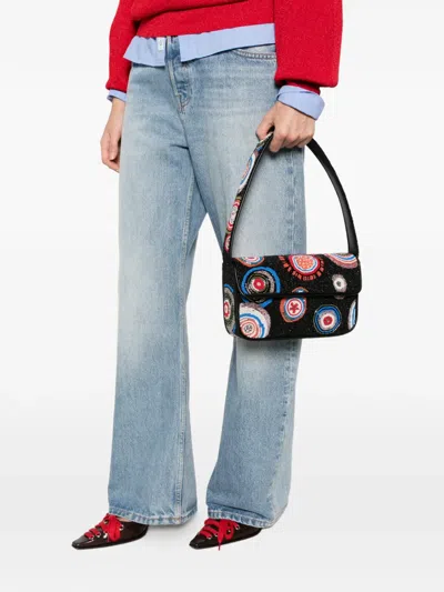 Staud Tommy Bead-embellished Shoulder Bag In Black