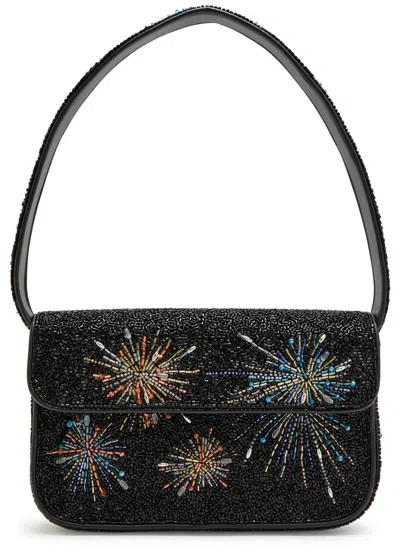 Staud Tommy Firework Beaded Shoulder Bag In Brown