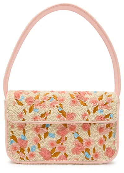 Staud Tommy Floral Beaded Shoulder Bag In Pink