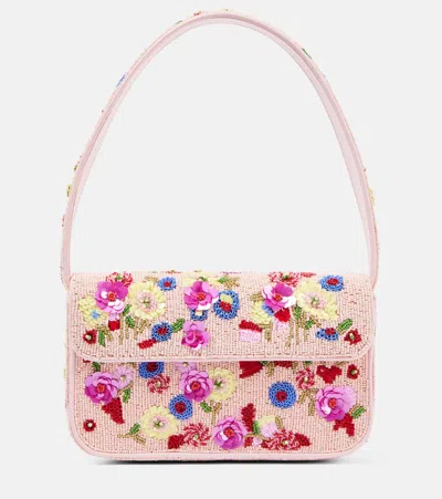 Staud Tommy Floral Beaded Shoulder Bag In Wildflowers