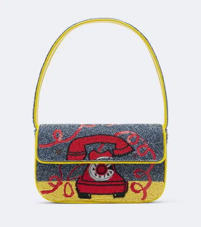 Staud Tommy Small Beaded Shoulder Bag In Multicoloured