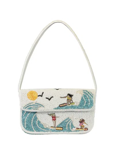 Staud Tommy Surf Babes Beaded Bag In White