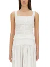 Staud Nic Shirred Tank Top In White