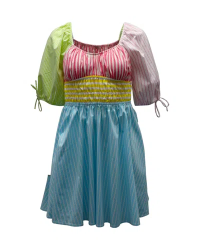 Staud Topsail Striped Colorblock Mini Dress In Multicolor Cotton