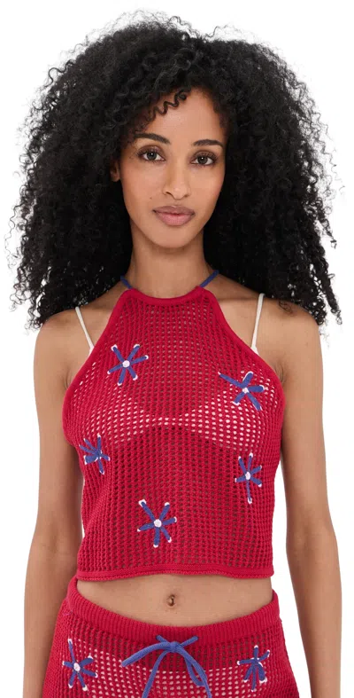 Staud Torin Top Painted Foulard In Red