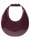Staud Curved Shoulder Bag Adjustable Strap Top Handle In Burgundy