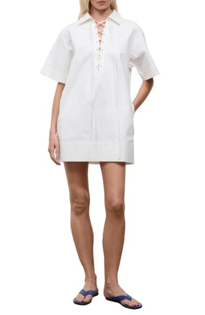 Staud Tove Lace Up Dress In White