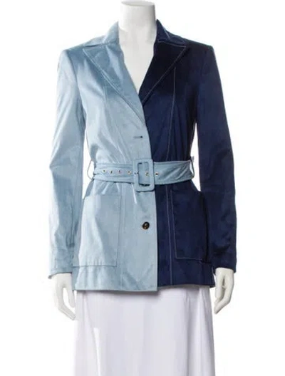 Pre-owned Staud Trench Coat In Blue