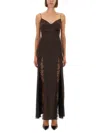 Staud Backless Lace Dress Side Slit In Brown