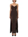 Staud Backless Lace Dress Side Slit In Brown