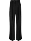 Staud Logo High Waist Trousers With Pleat Detailing In Black