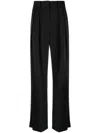 Staud Logo High Waist Trousers With Pleat Detailing In Black