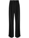 Staud Logo High Waist Trousers With Pleat Detailing In Black