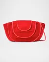 Staud Tulip Draped Panel Suede Shoulder Bag In Red Rose