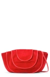 Staud Tulip Draped Panel Suede Shoulder Bag In Red Rose