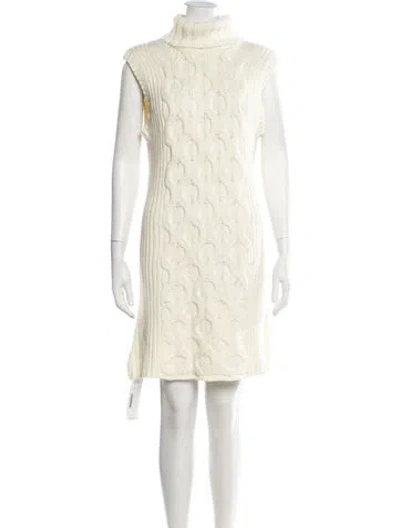 Pre-owned Staud Turtleneck Knee-length Dress In Neutral