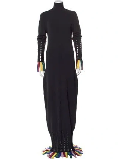 Pre-owned Staud Turtleneck Long Dress In Black
