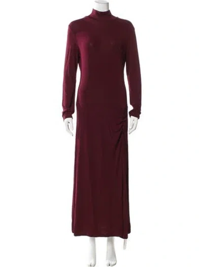 Pre-owned Staud Turtleneck Long Dress In Burgundy