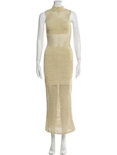 Pre-owned Staud Turtleneck Long Dress In Neutral