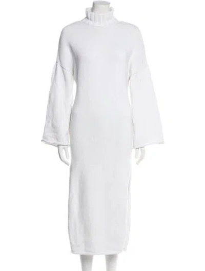 Pre-owned Staud Turtleneck Long Dress In White