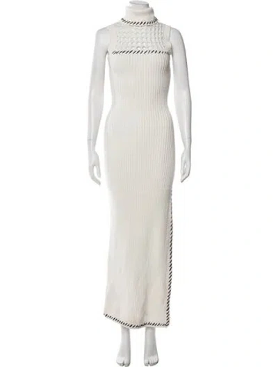 Pre-owned Staud Turtleneck Long Dress In White