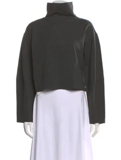 Pre-owned Staud Turtleneck Long Sleeve Crop Top In Gray