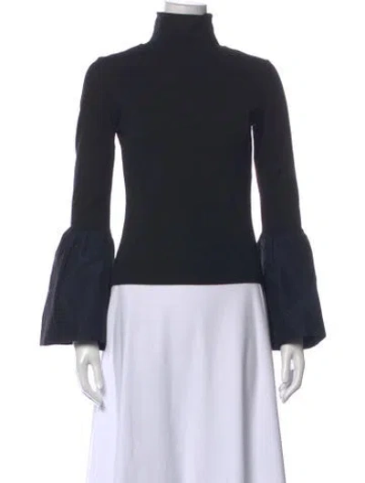 Pre-owned Staud Turtleneck Long Sleeve Top In Black/blue