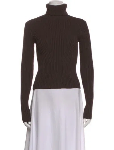 Pre-owned Staud Turtleneck Long Sleeve Top In Brown