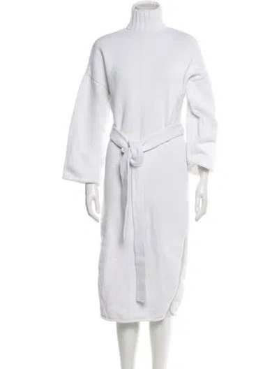 Pre-owned Staud Turtleneck Midi Length Dress In White